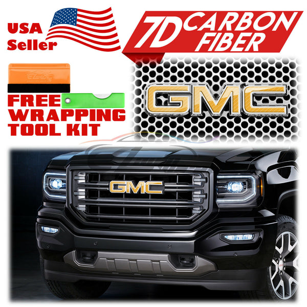 6pcs 4"x6" 7D Carbon Fiber GMC Emblem Overlay