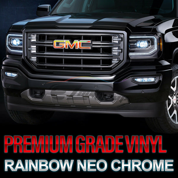 6pcs 4"x6" Rainbow Neo Chrome GMC Emblem Overlay
