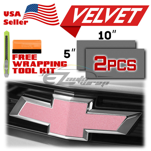 2pcs 5"x10" Velvet Suede Chevy Emblem Bowtie Overlay Vinyl Wrap