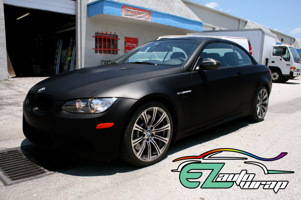 BMW wrapped in Avery SW Satin Black vinyl